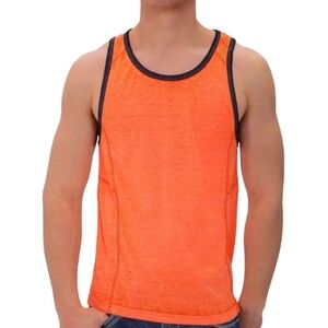 BUCKLE BLACK Men's Kick It Tank Top, Neon Orange, Size Small